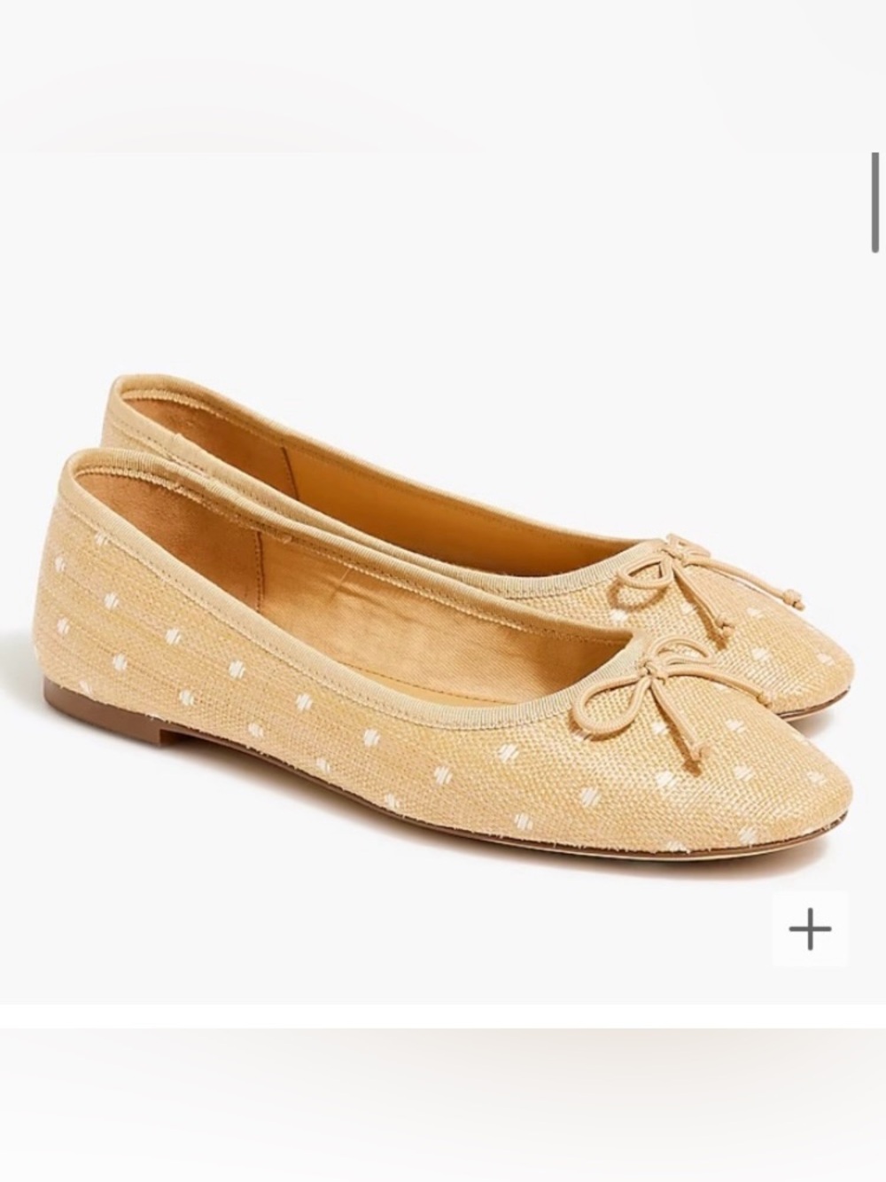 Women's Beige Woven Ballet Flats with Bow